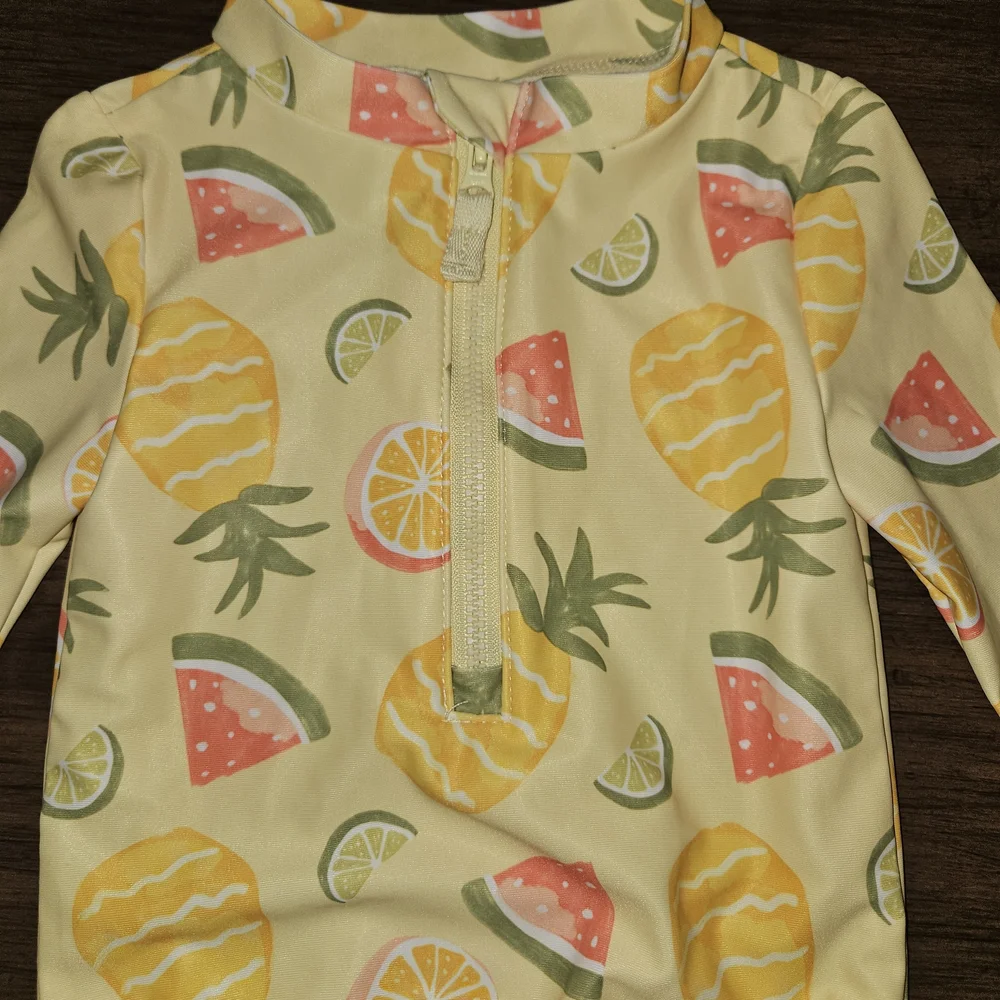 Carter's Yellow and Pink Fruit Print Kids Rashguard Size 9M